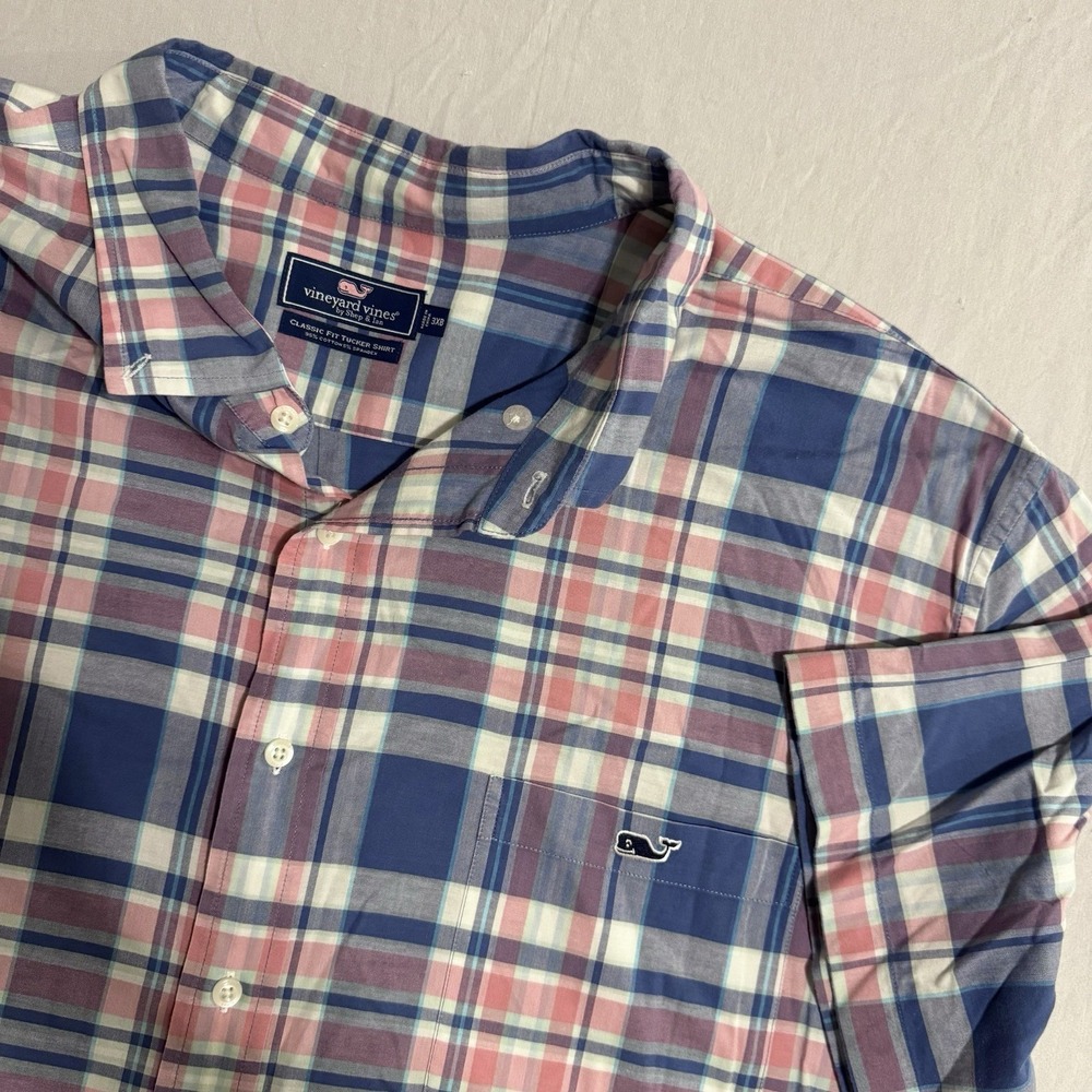 Vineyard Vines Classic Fit Tucker Shirt Mens 3XB Button Down Plaid Short Sleeve